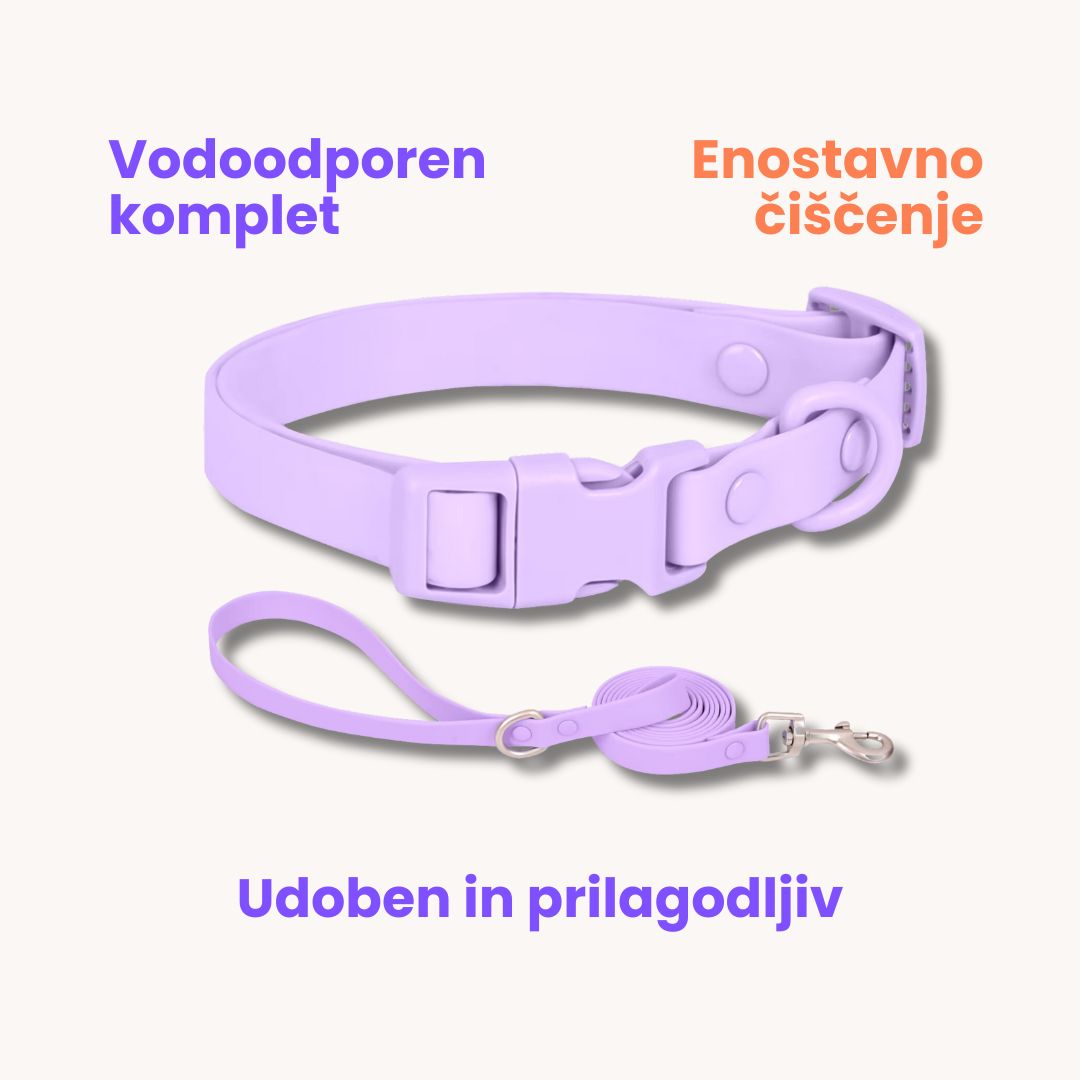 Rain Paw vodoodporen komplet - povodec in ovratnica