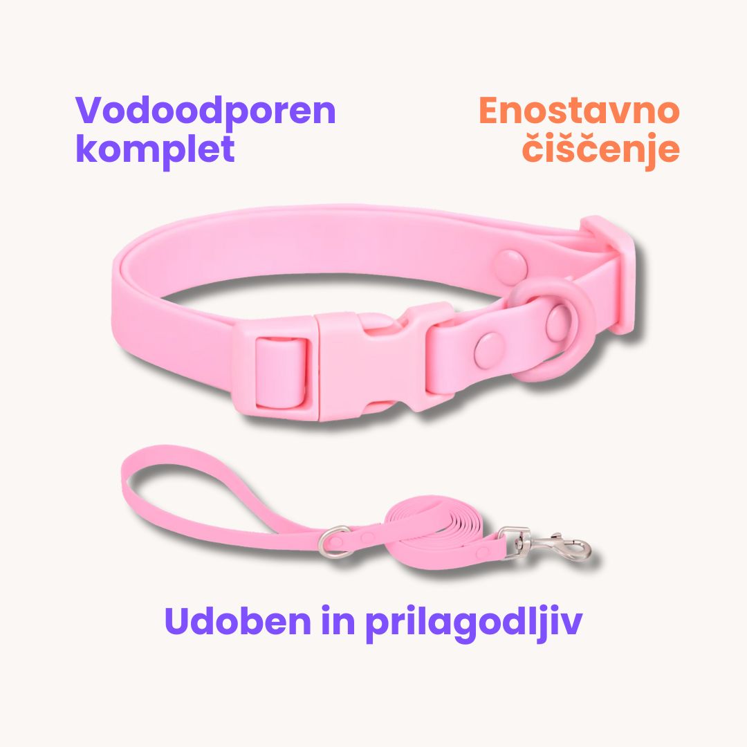 Rain Paw vodoodporen komplet - povodec in ovratnica