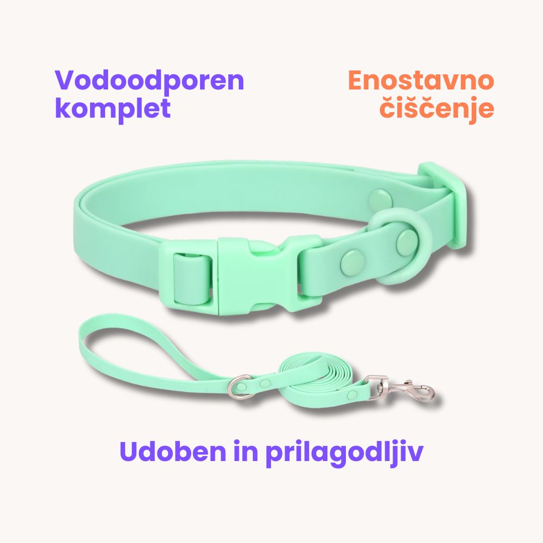 Rain Paw vodoodporen komplet - povodec in ovratnica