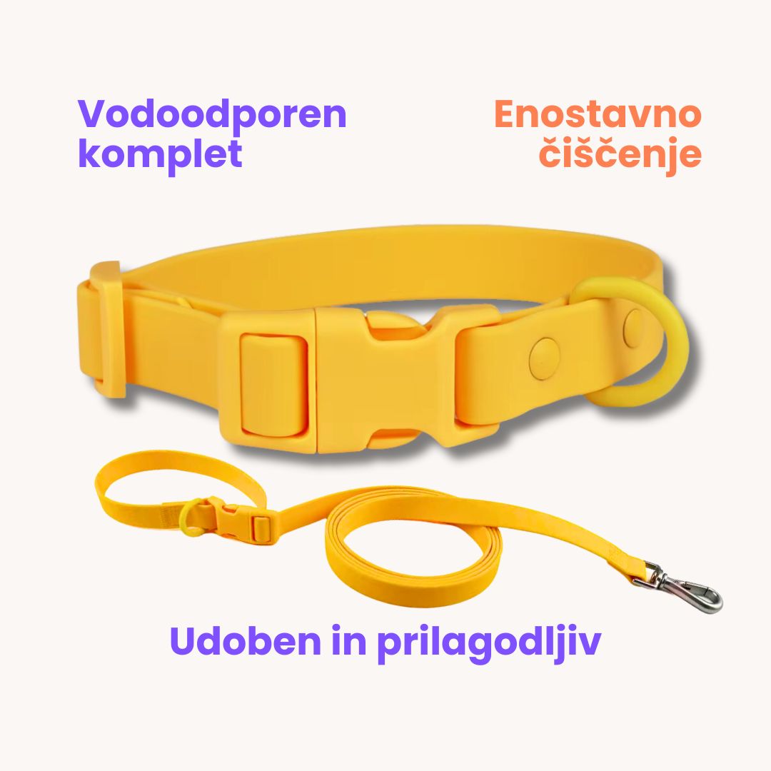 Rain Paw vodoodporen komplet - povodec in ovratnica